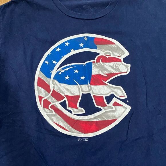 Cubs Baseball T-Shirt with Chris Bryant 17 Size Large Blue USA Flag Design - Picture 3 of 5